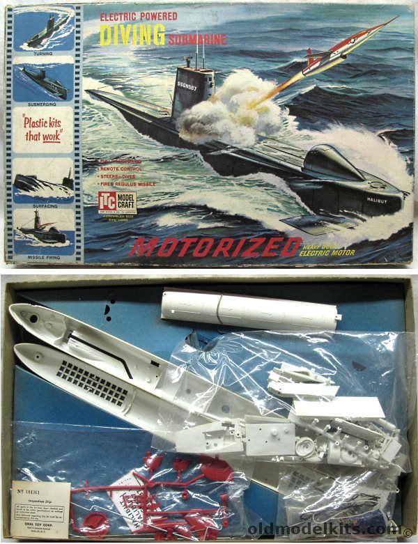 ITC 1/175 Halibut SSGN 587 Cam-A-Matic Submarine - (Electric Powered Diving Motorized Regulus Sub), 3660-998 plastic model kit